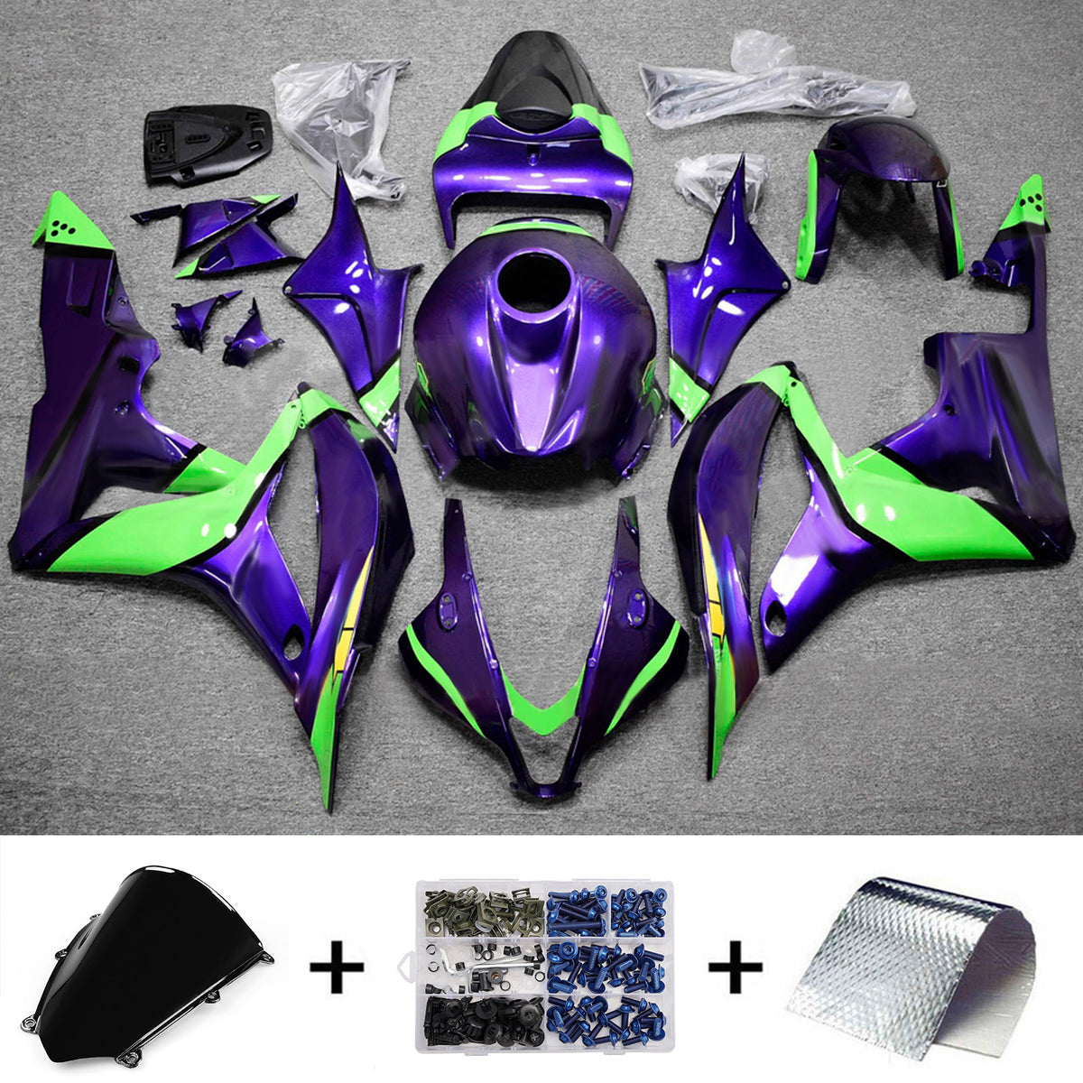 Amotopart 2007-2008 Honda CBR600RR F5 Purple Green Fairing Kit