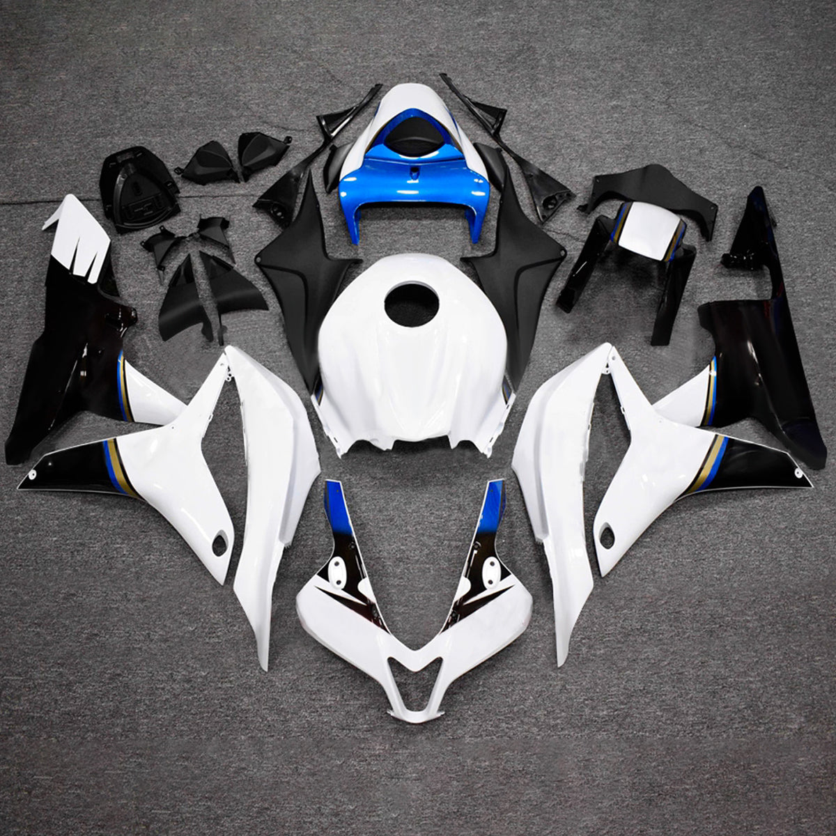 Amotopart 2007–2008 Honda CBR600RR F5 Weiß Schwarz Verkleidungsset