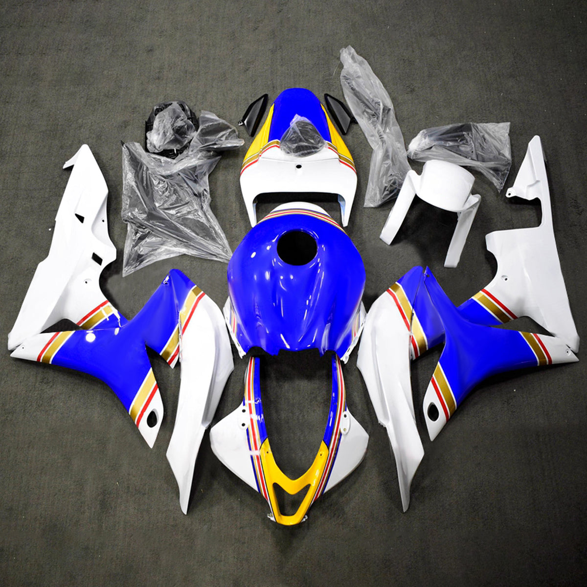 Amotopart 2007-2008 Honda CBR600RR F5 White Blue Fairing Kit