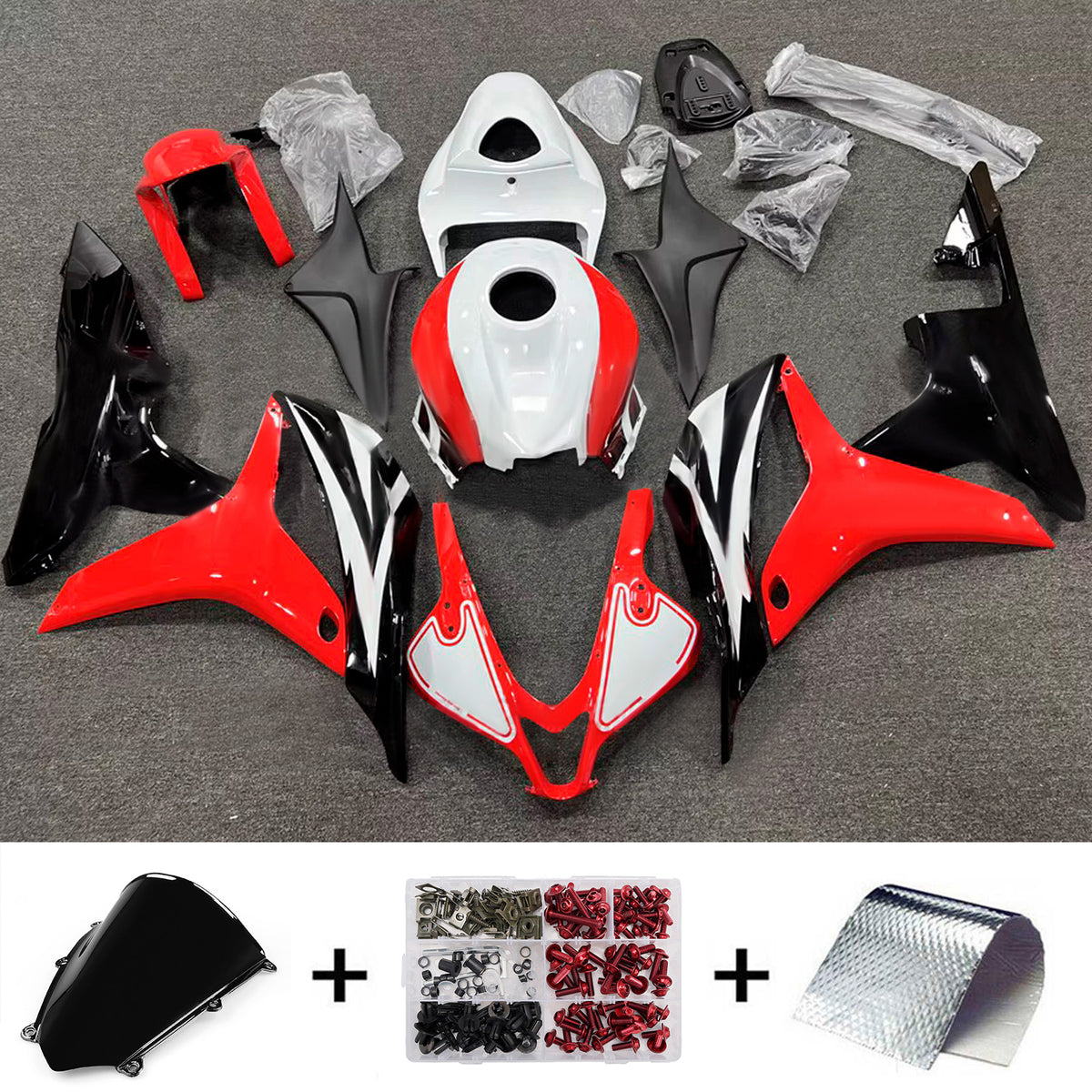 Amotopart 2007-2008 Honda CBR600RR F5 Red White Fairing Kit
