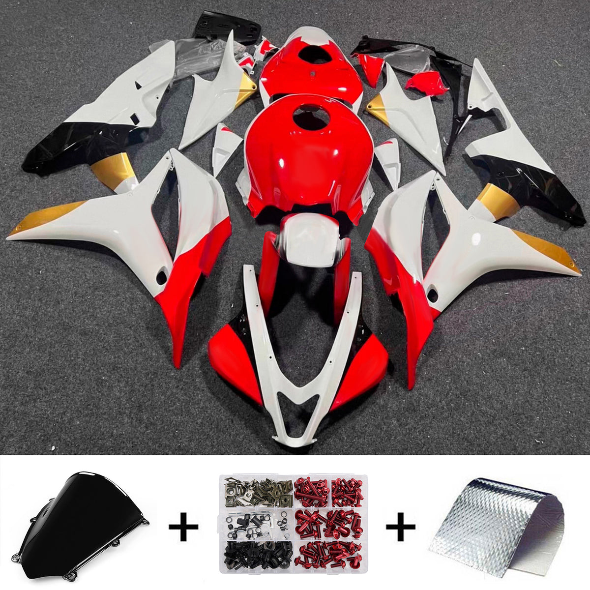 Amotopart 2007-2008 Honda CBR600RR F5 Red White Fairing Kit