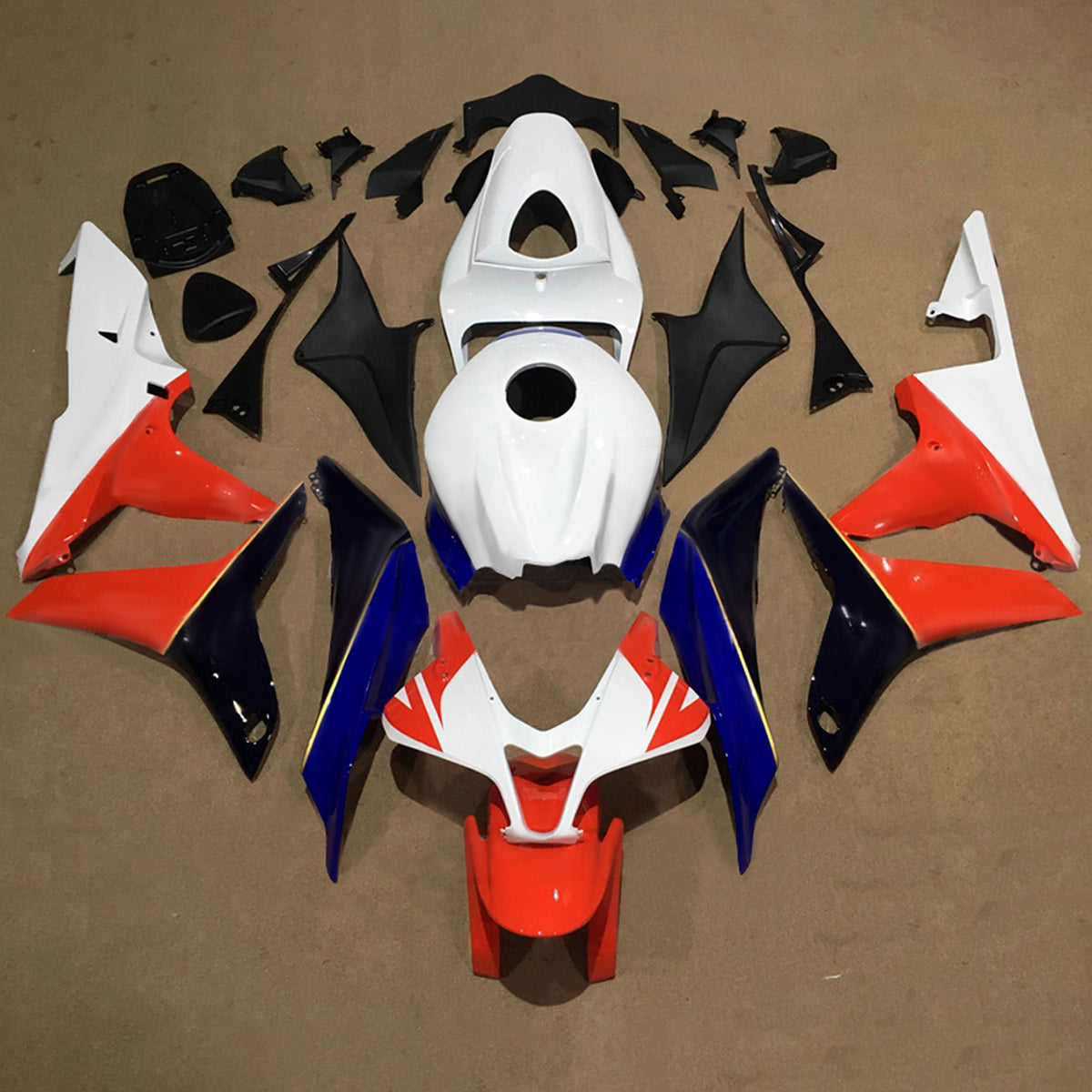 Amotopart 2007-2008 ホンダ CBR600RR F5 ホワイト ブラック フェアリングキット
