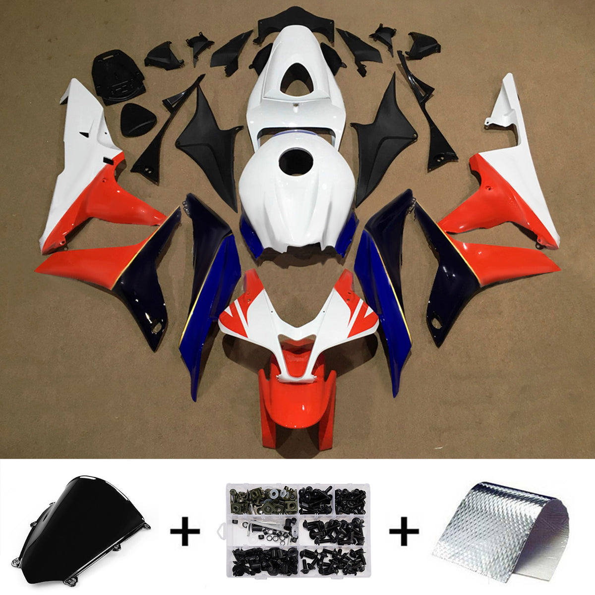 Amotopart 2007-2008 ホンダ CBR600RR F5 ホワイト ブラック フェアリングキット