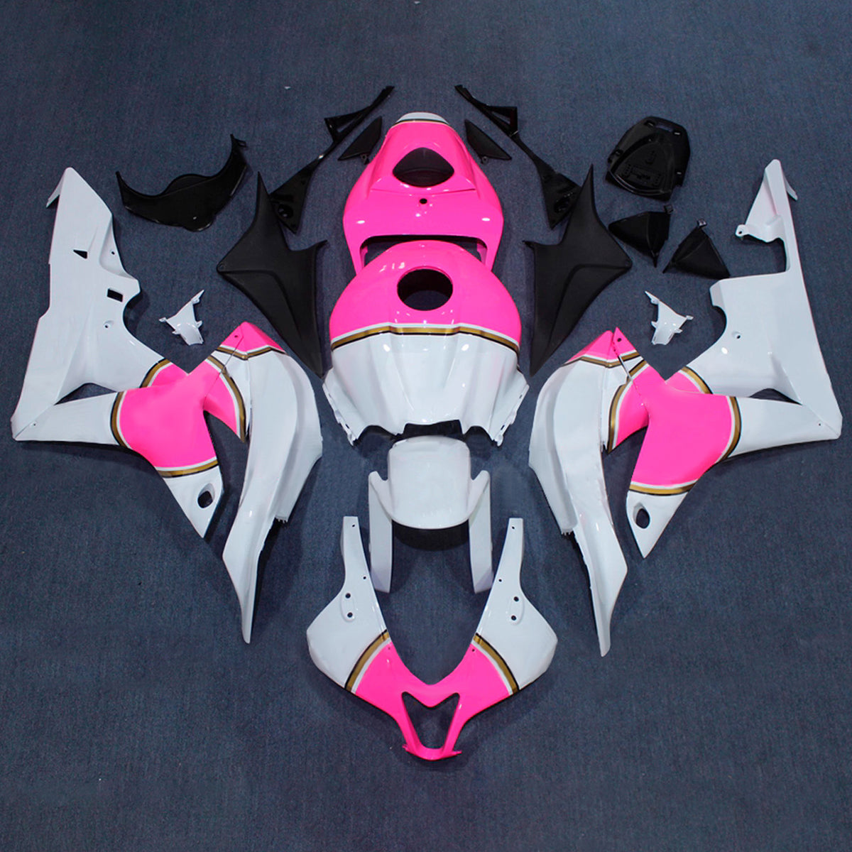Amotopart 2007-2008 Honda CBR600RR F5 Kit de carenado blanco rosa