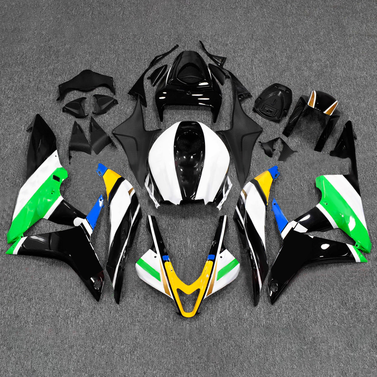 Amotopart 2007–2008 Honda CBR600RR F5 Weiß Schwarz Verkleidungsset