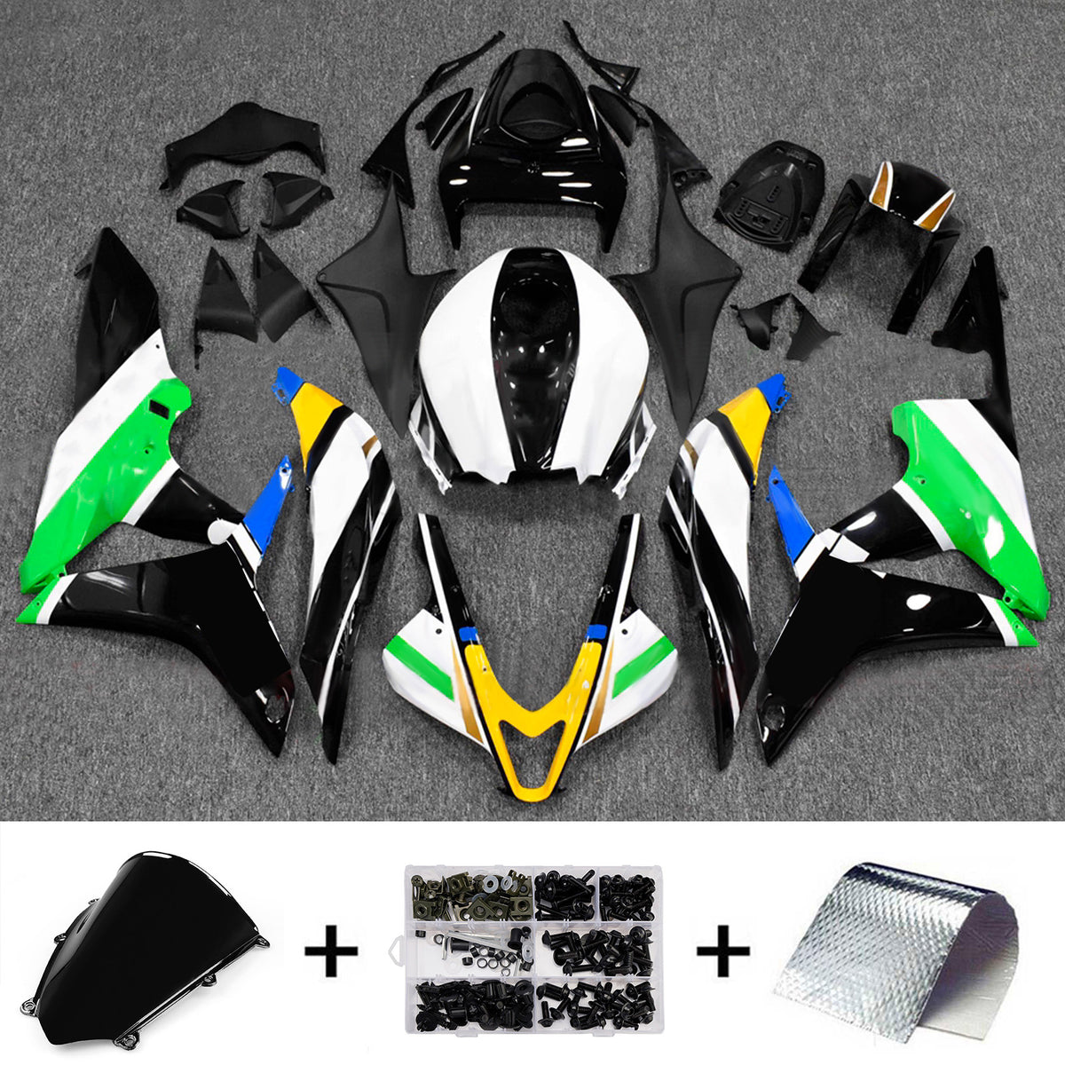 Amotopart 2007–2008 Honda CBR600RR F5 Weiß Schwarz Verkleidungsset