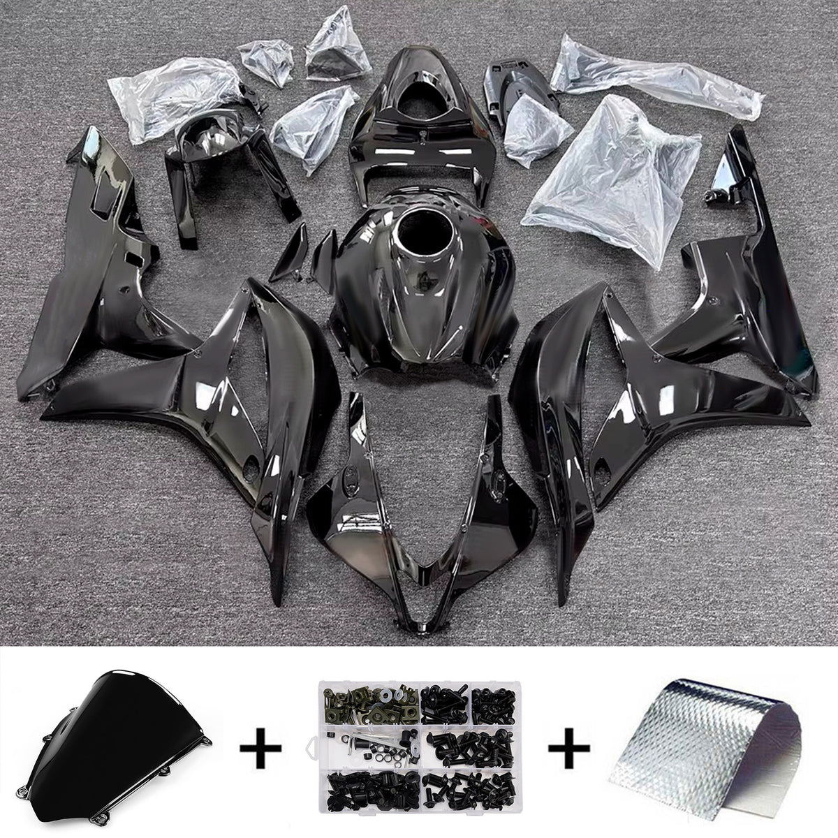 Amotopart 2007-2008 Honda CBR600RR F5 Black Fairing Kit