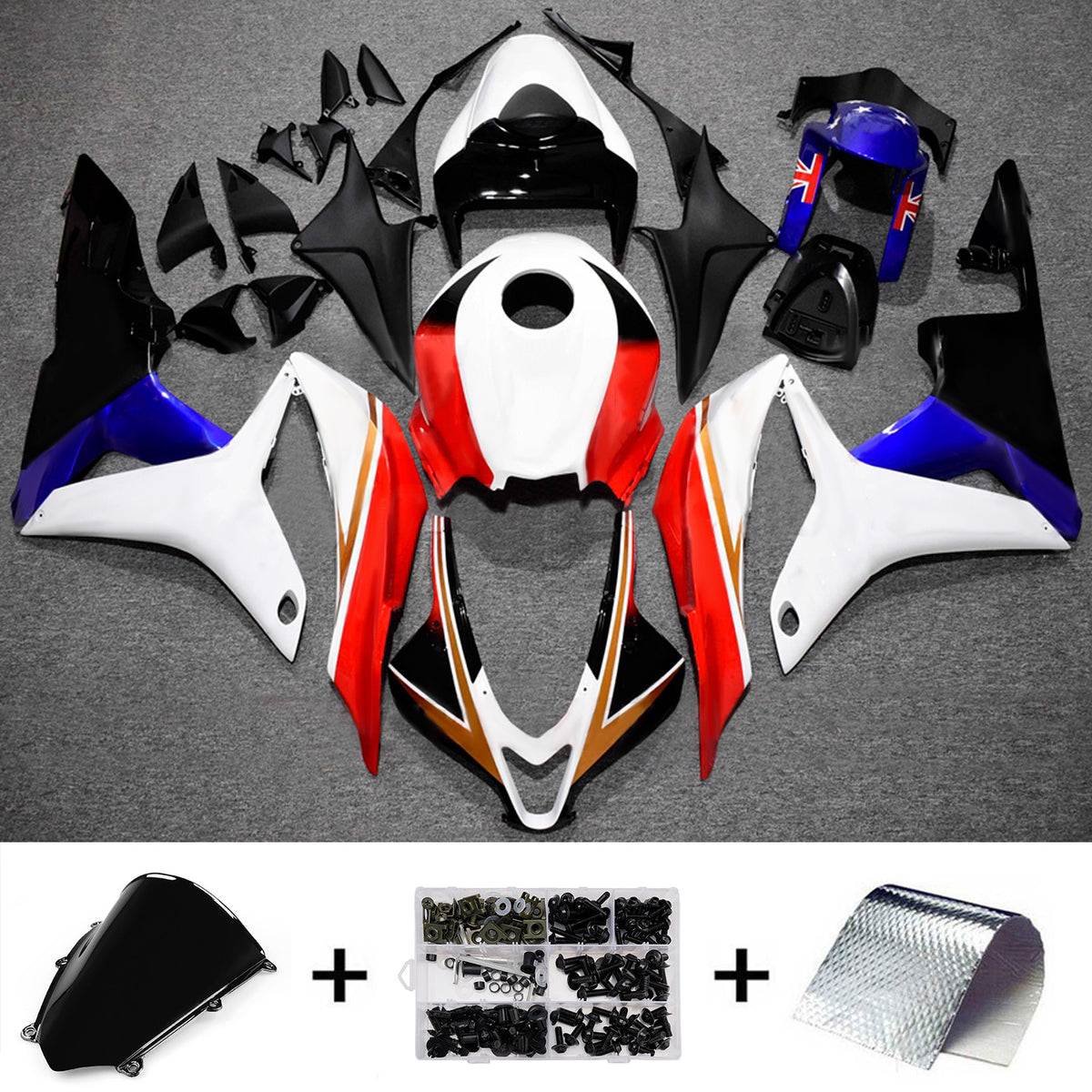 Amotopart 2007–2008 Honda CBR600RR F5 Weiß Rot Verkleidungsset
