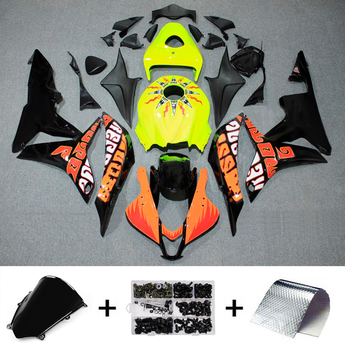 Amotopart 2007-2008 ホンダ CBR600RR F5 イエロー ブラック フェアリングキット