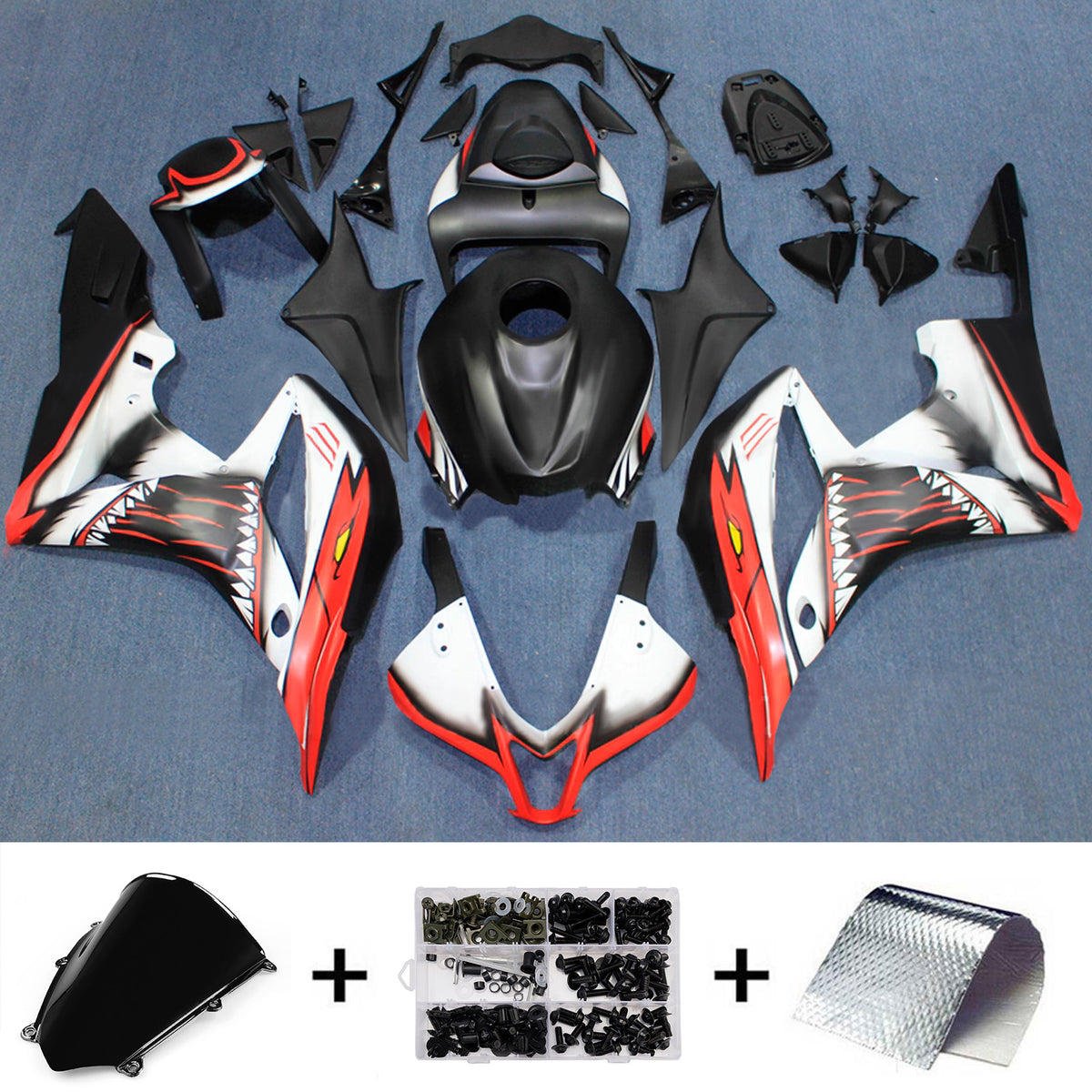 Amotopart 2007-2008 Honda CBR600RR F5 Black White Fairing Kit