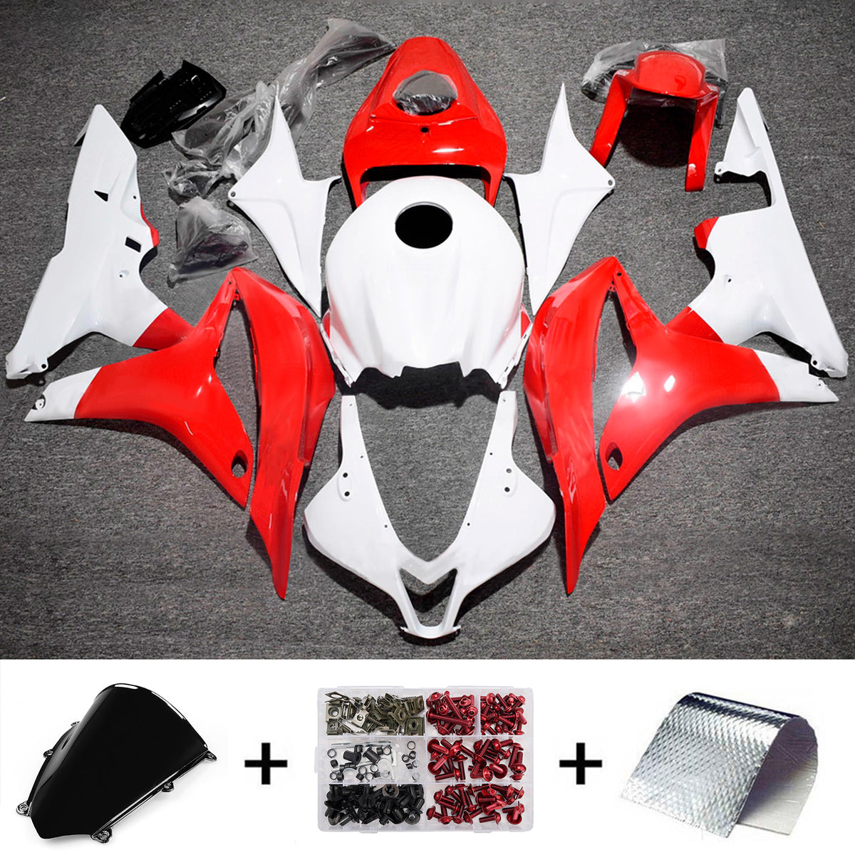 Amotopart 2007-2008 Honda CBR600RR F5 White Red Fairing Kit