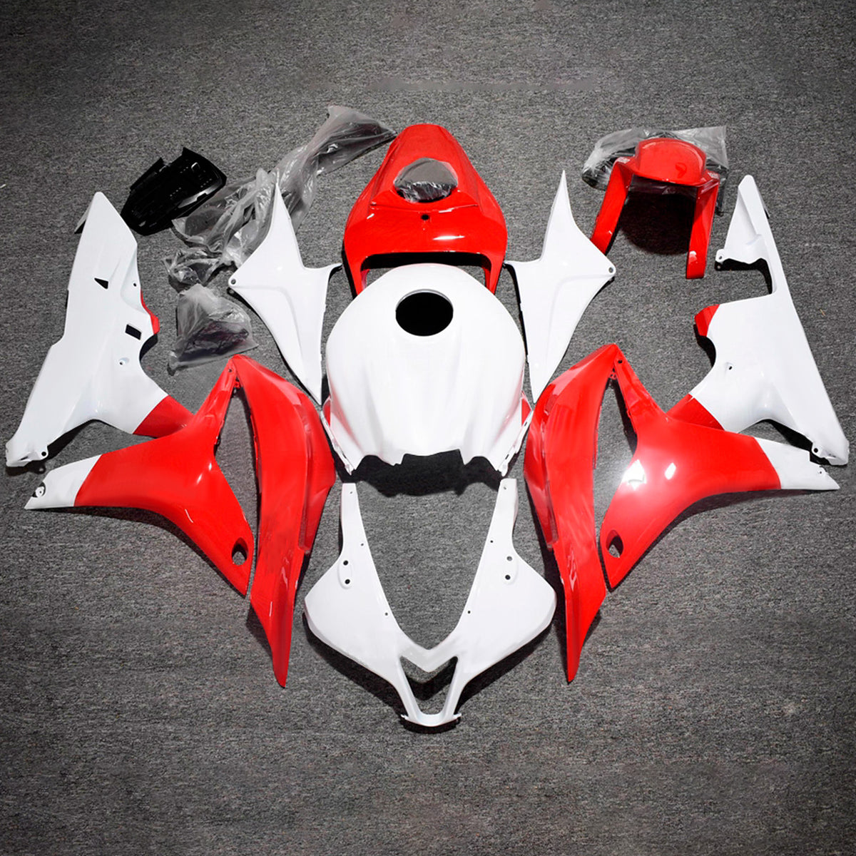 Amotopart 2007-2008 Honda CBR600RR F5 White Red Fairing Kit