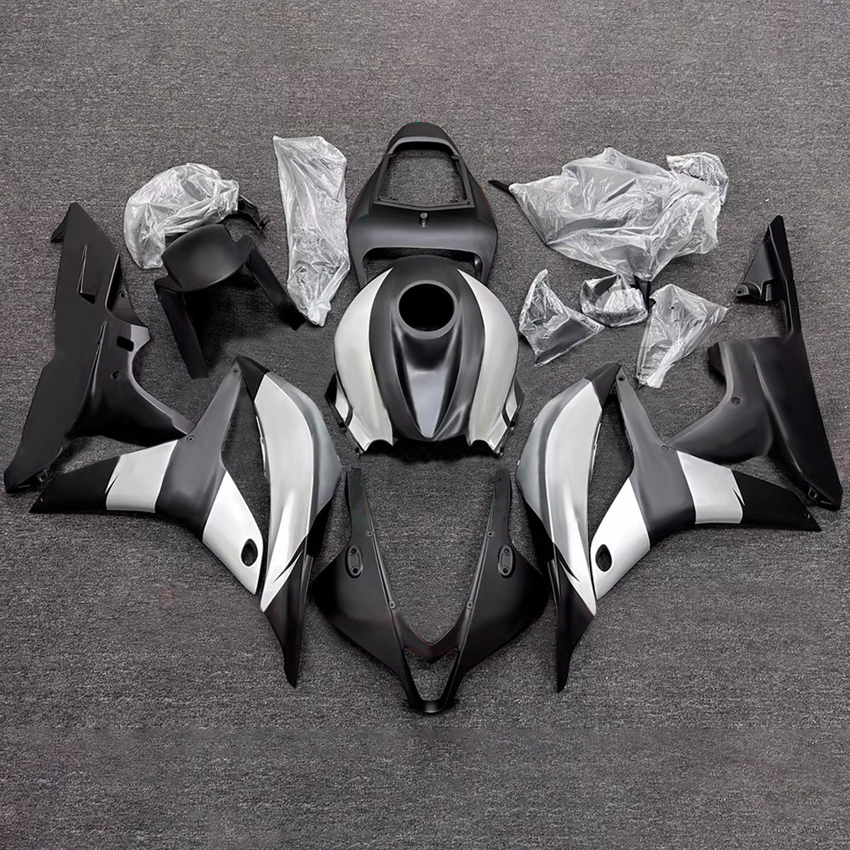 Amotopart 2007-2008 Honda CBR600RR F5 Black Silver Fairing Kit