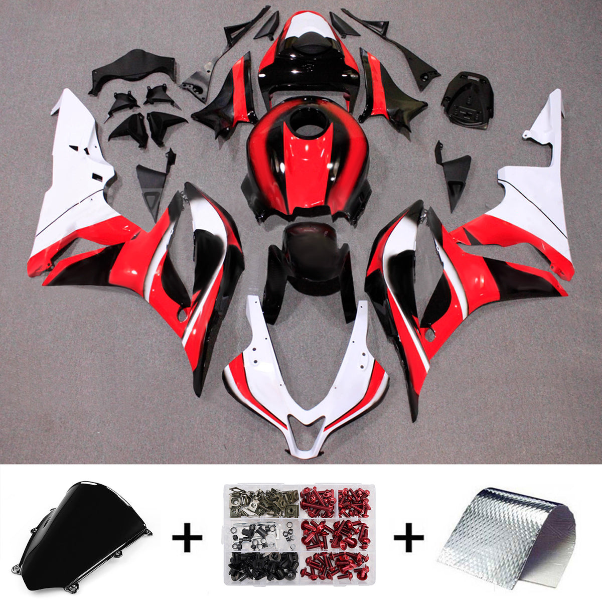 Amotopart 2007-2008 Kit carena Honda CBR600RR F5 rosso nero bianco