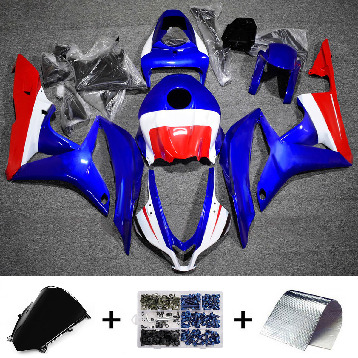Amotopart 2007-2008 Honda CBR600RR F5 Blue Red Fairing Kit