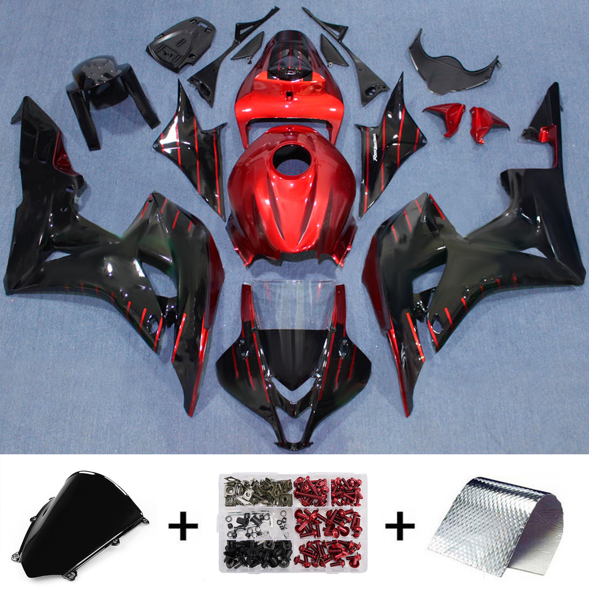 Amotopart 2007-2008 Honda CBR600RR F5 zwart rode kuipset