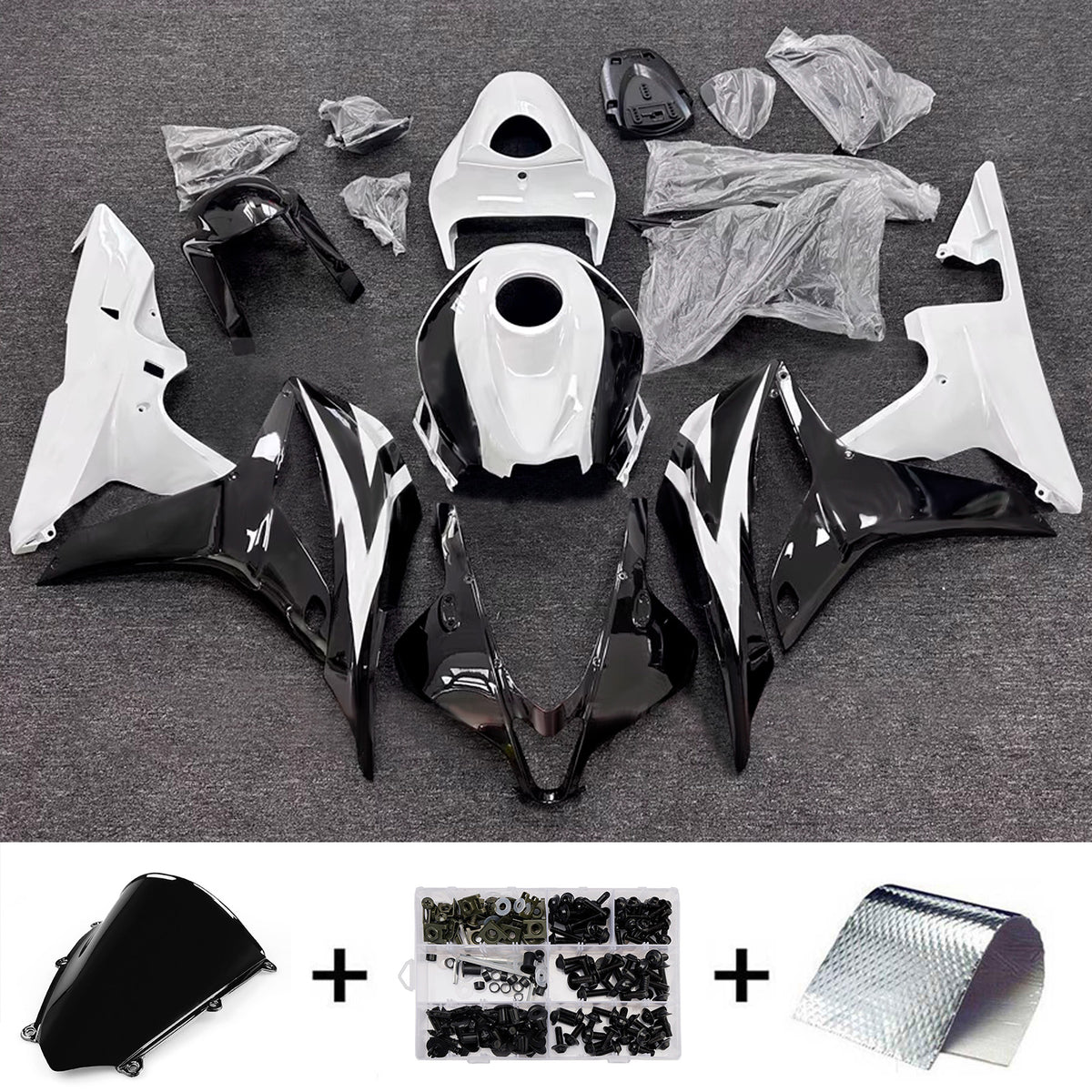 Amotopart 2007-2008 Honda CBR600RR F5 White Black Fairing Kit