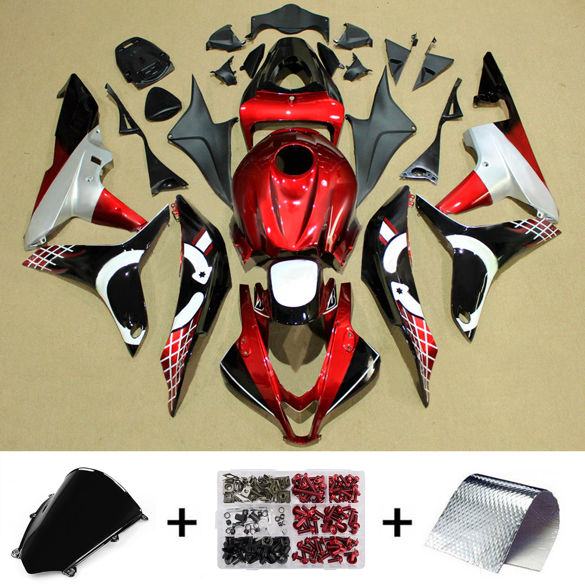 Amotopart 2007-2008 Honda CBR600RR F5 Red Black Fairing Kit