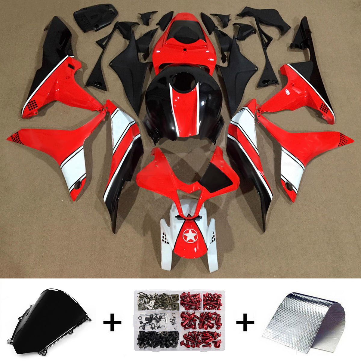 Kit carena Amotopart 2007-2008 Honda CBR600RR F5 rosso bianco
