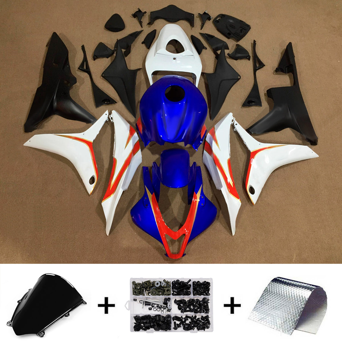 Amotopart 2007–2008 Honda CBR600RR F5 Blau-weißes Verkleidungsset
