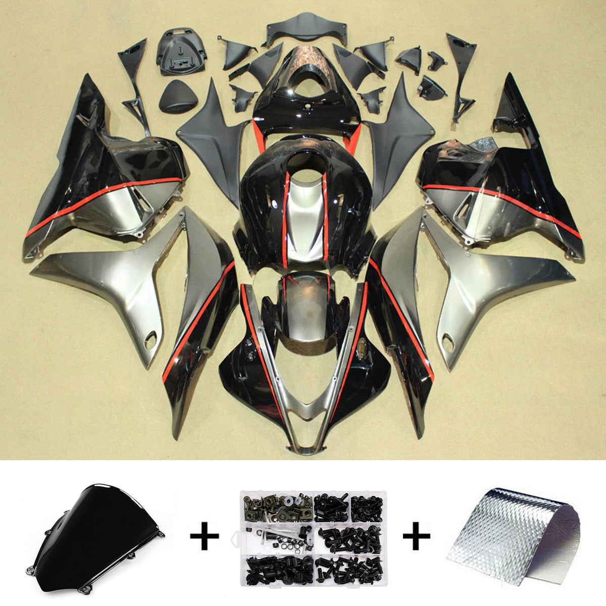 Amotopart 2009-2012 Honda CBR600RR F5 zwart zilver kuipset