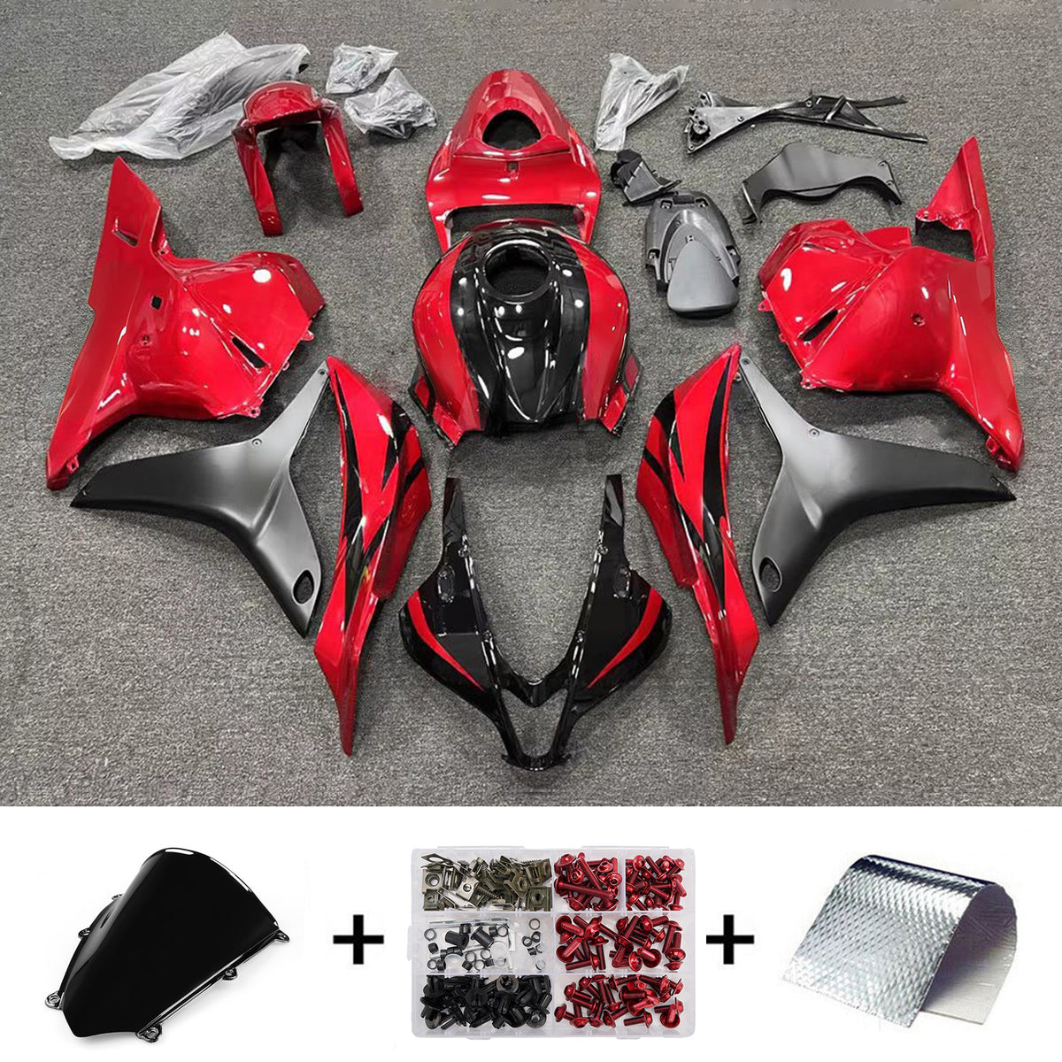 Amotopart 2009-2012 Honda CBR600RR F5 Red Silver Fairing Kit