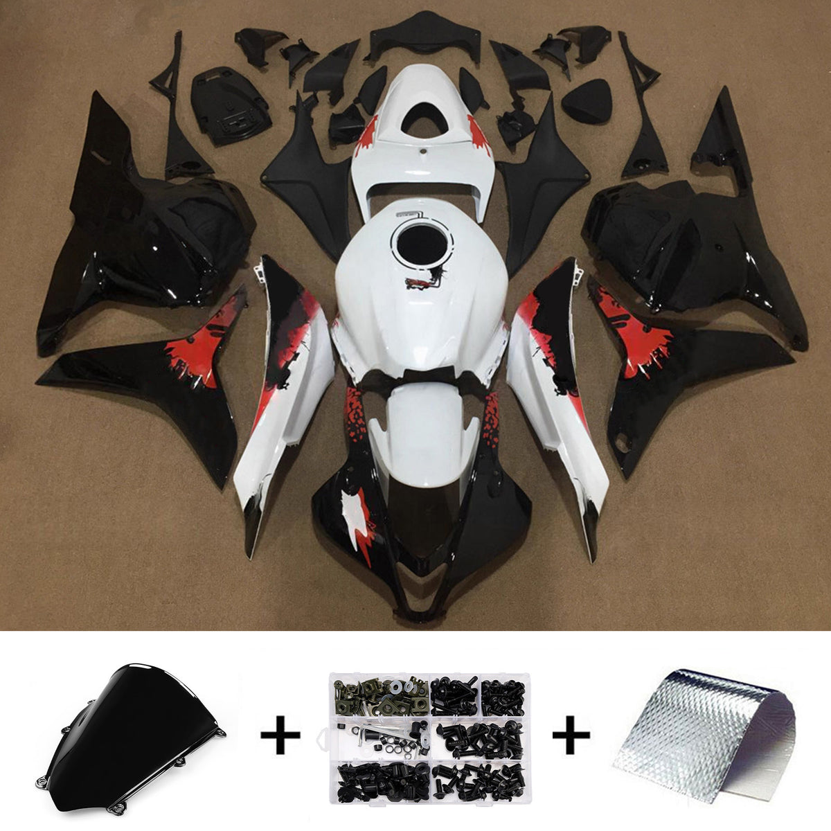 Amotopart 2009-2012 Honda CBR600RR F5 White Black Fairing Kit