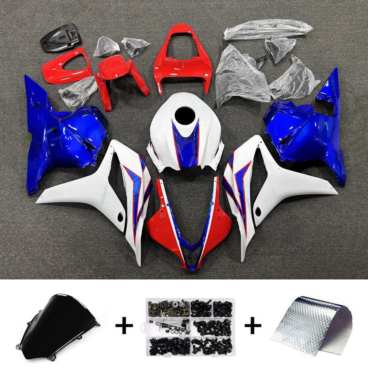 Amotopart 2009-2012 Honda CBR600RR F5 White Blue Red Fairing Kit