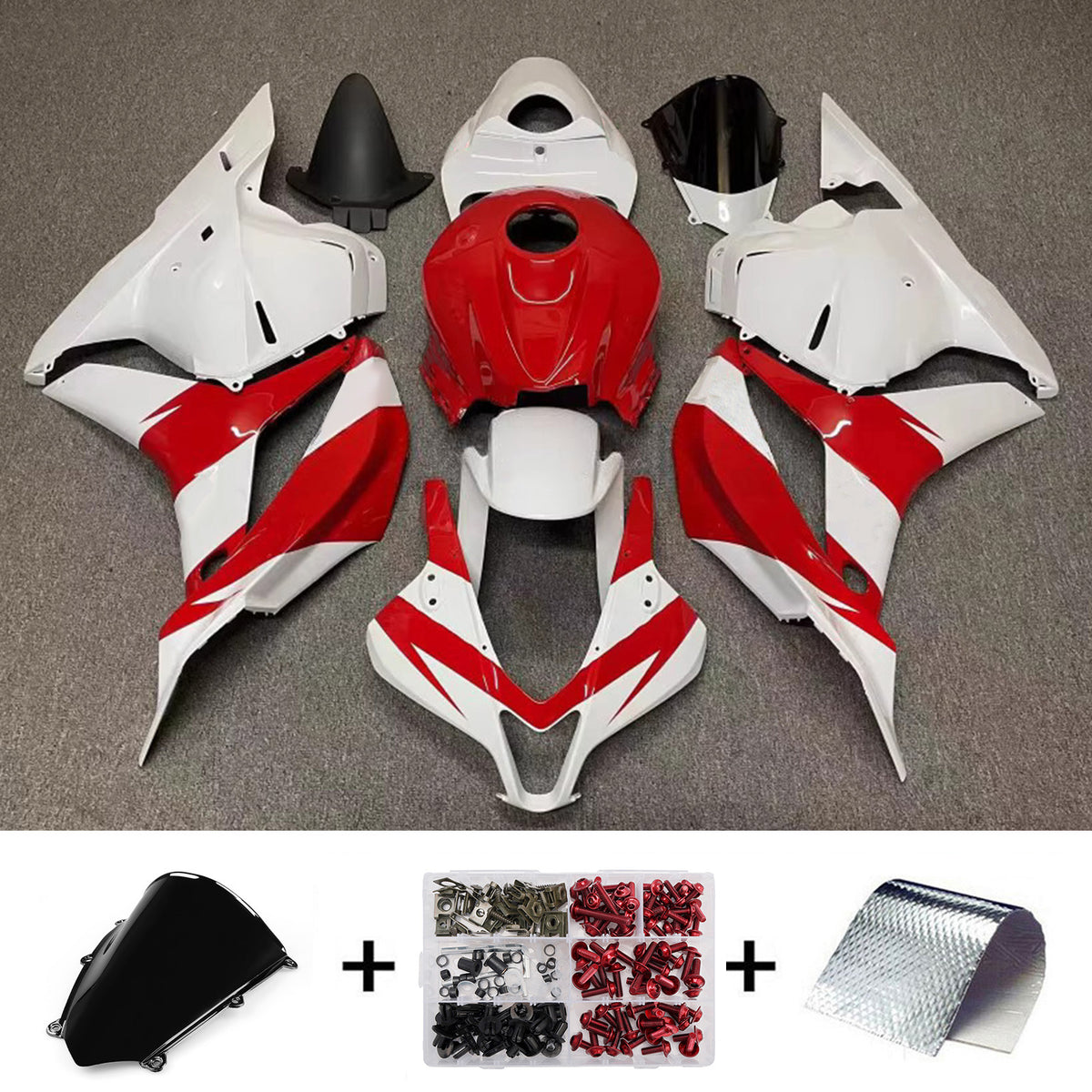 Amotopart 2009-2012 Honda CBR600RR F5 White Red Fairing Kit