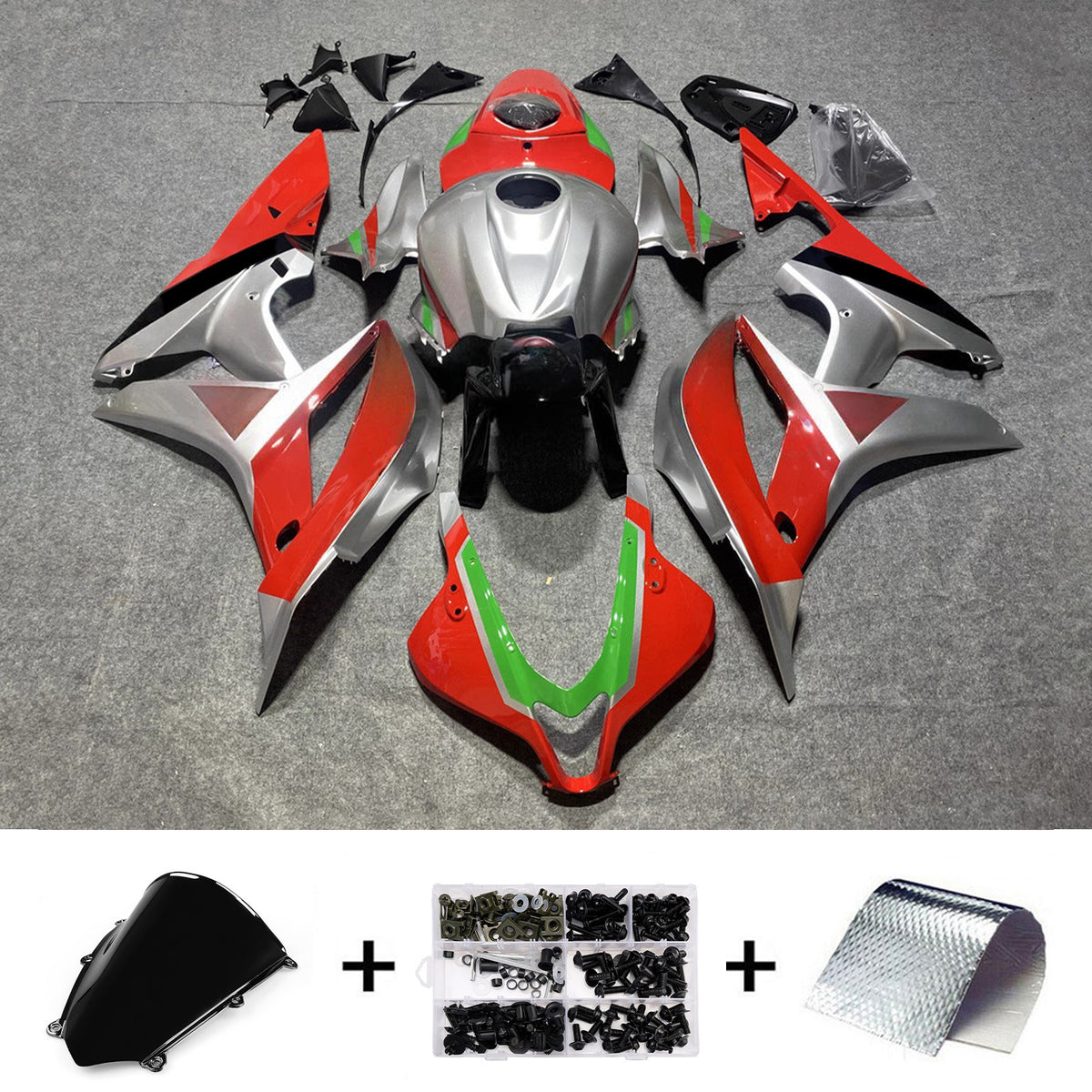 Amotopart 2009-2012 Honda CBR600RR F5 Red Silver Fairing Kit