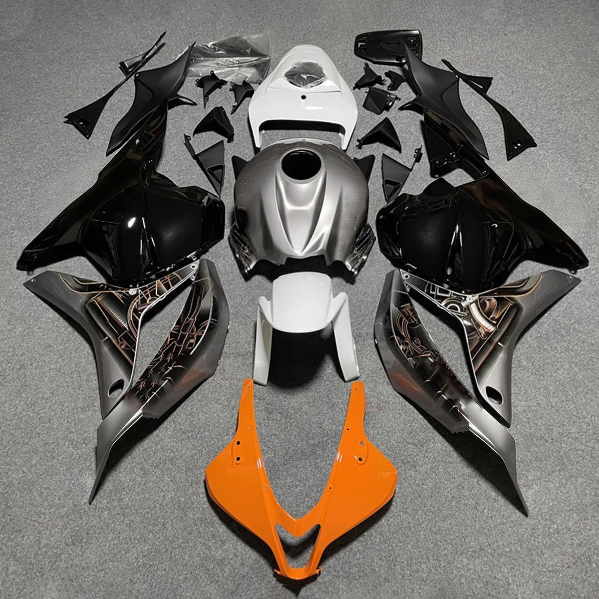 Amotopart 2009-2012 Honda CBR600RR F5 Black Silver Fairing Kit
