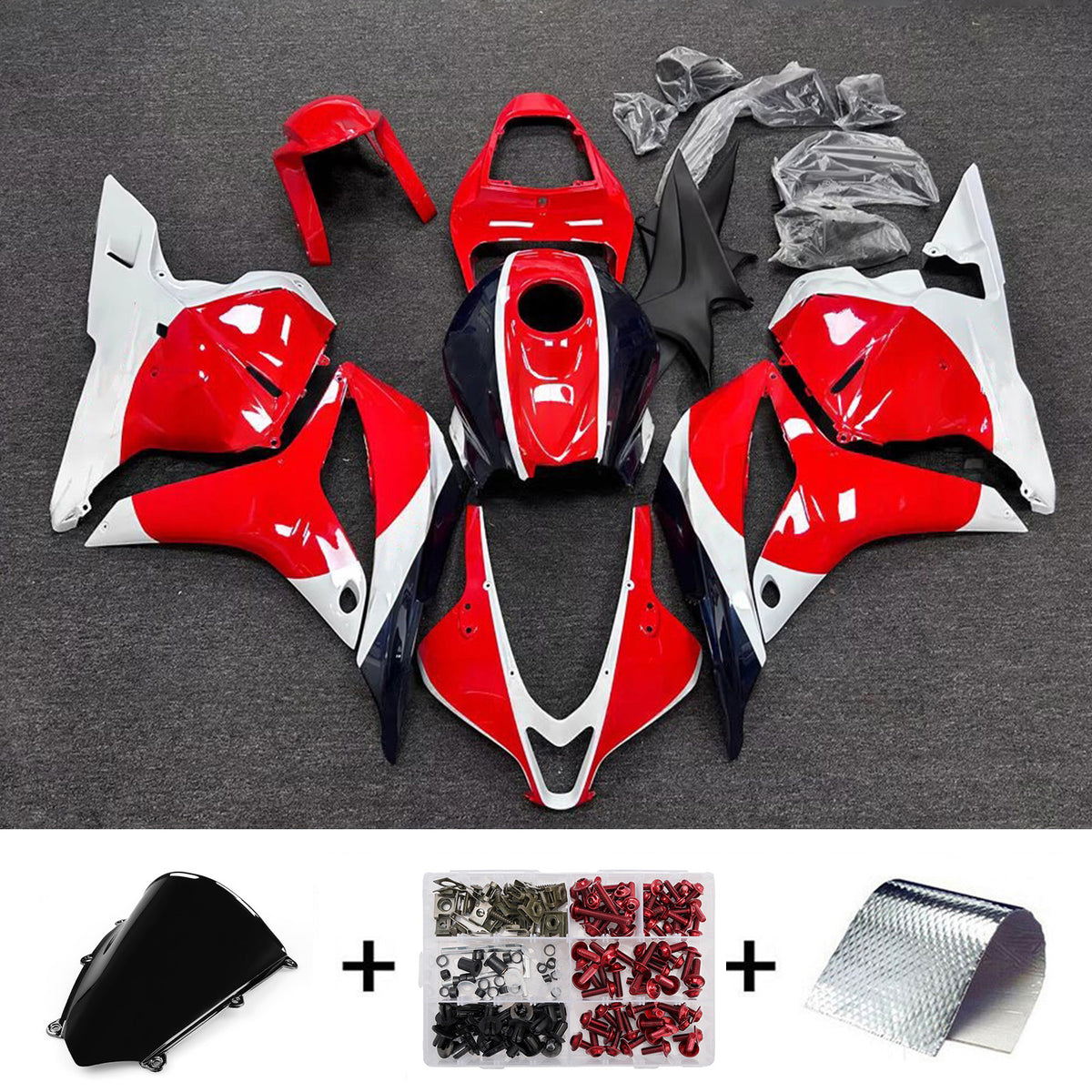 Amotopart 2009-2012 Honda CBR600RR F5 White Red Fairing Kit