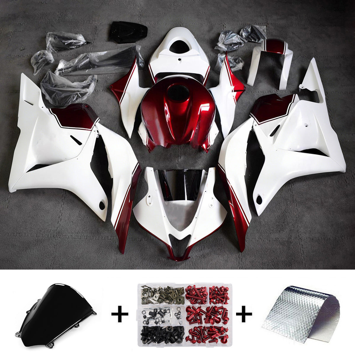 Amotopart 2009–2012 Honda CBR600RR F5 Weiß Rot Verkleidungsset