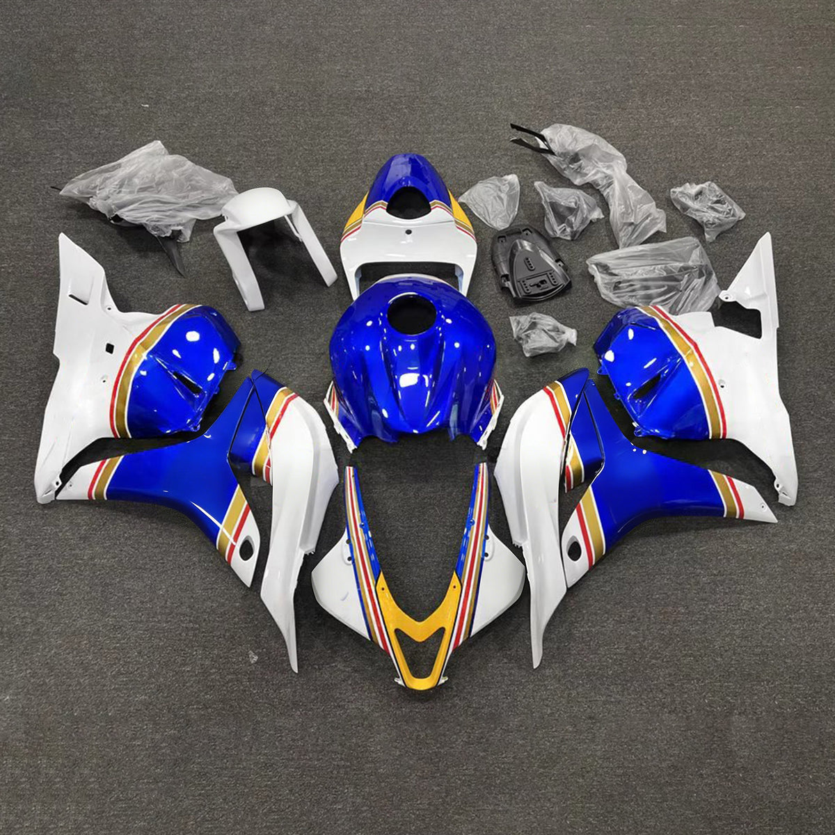 Amotopart 2009-2012 Honda CBR600RR F5 White Blue Fairing Kit