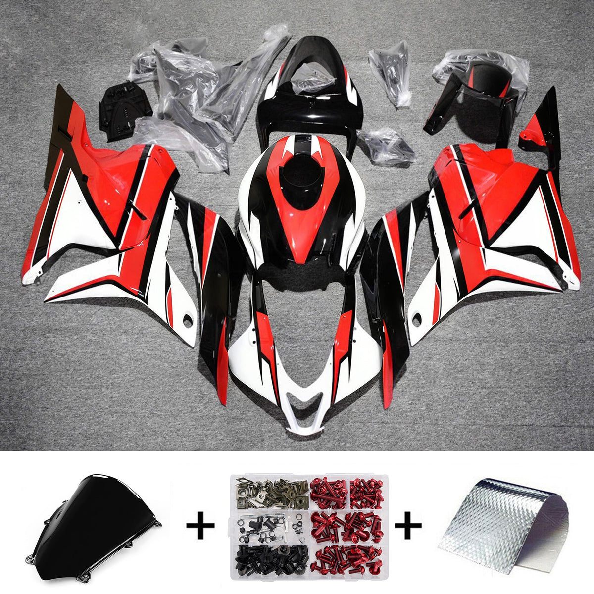 Amotopart 2009-2012 Honda CBR600RR F5 Red White Fairing Kit