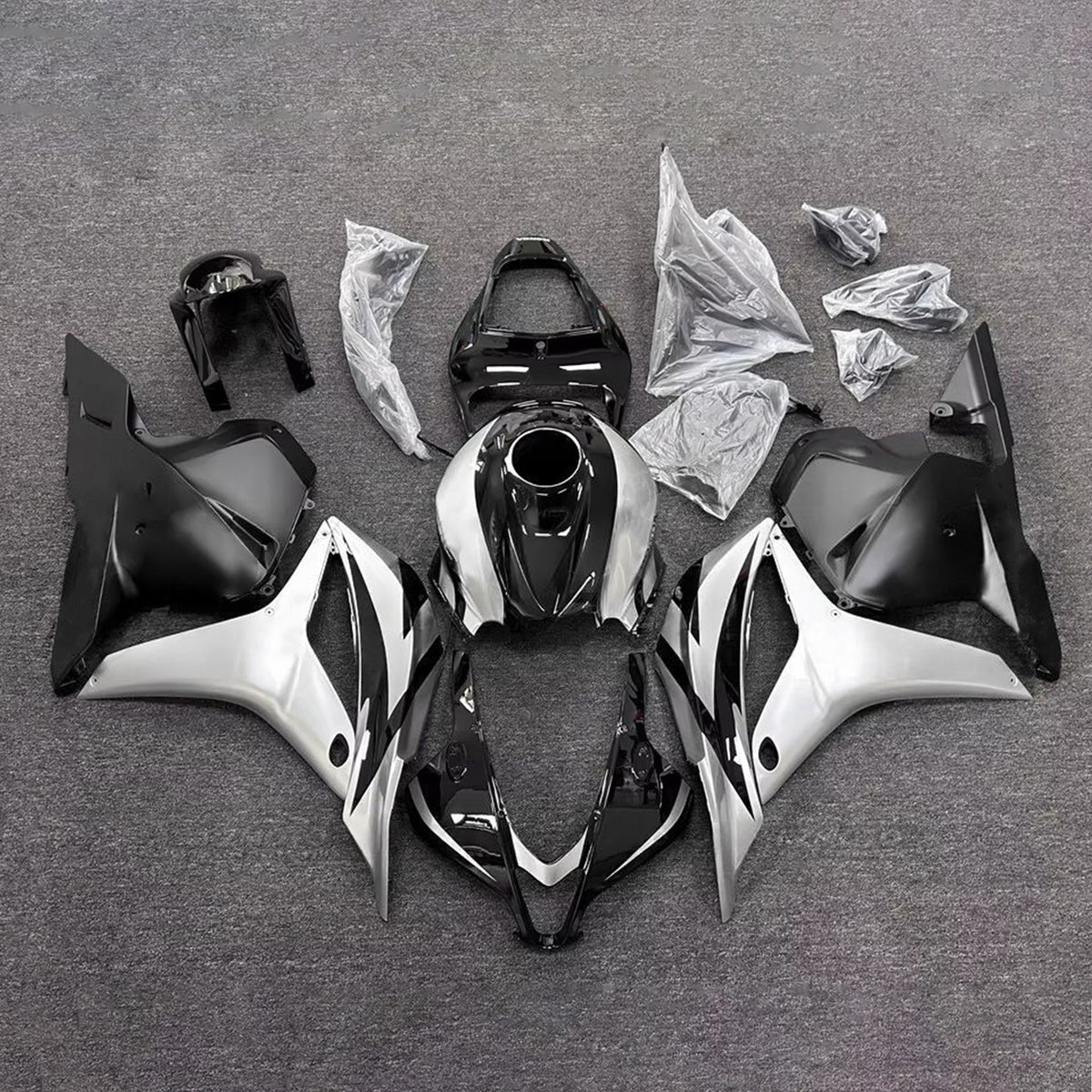 Amotopart 2009-2012 Honda CBR600RR F5 Kit de carenado negro plateado