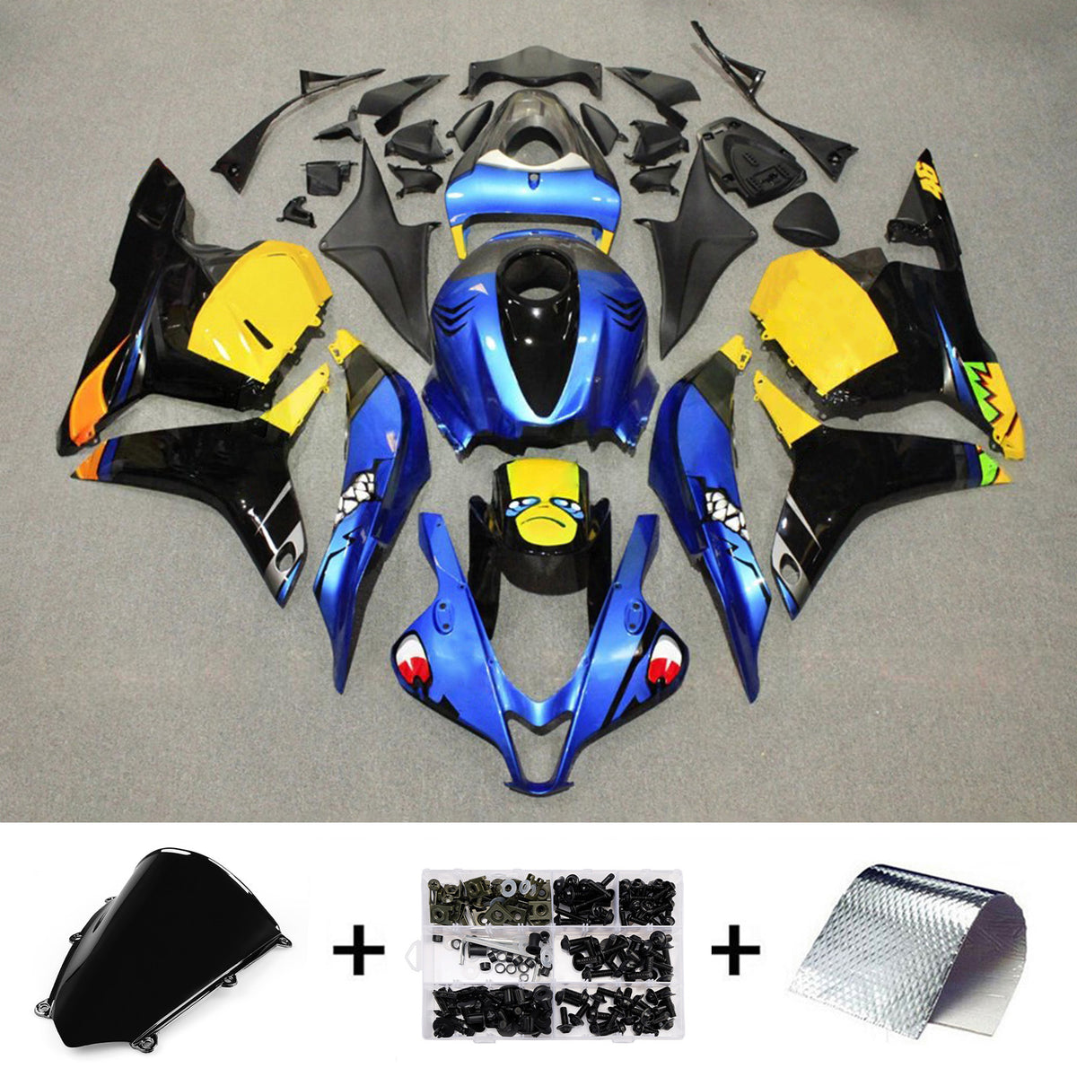 Amotopart 2009-2012 Honda CBR600RR F5 Blue Black Fairing Kit