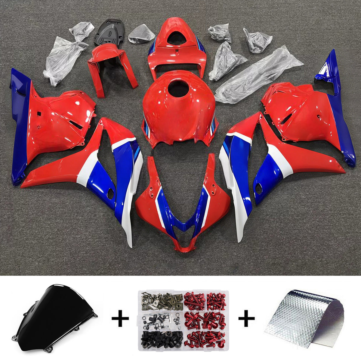 Kit de carenagem Amotopart 2009-2012 Honda CBR600RR F5 vermelho azul