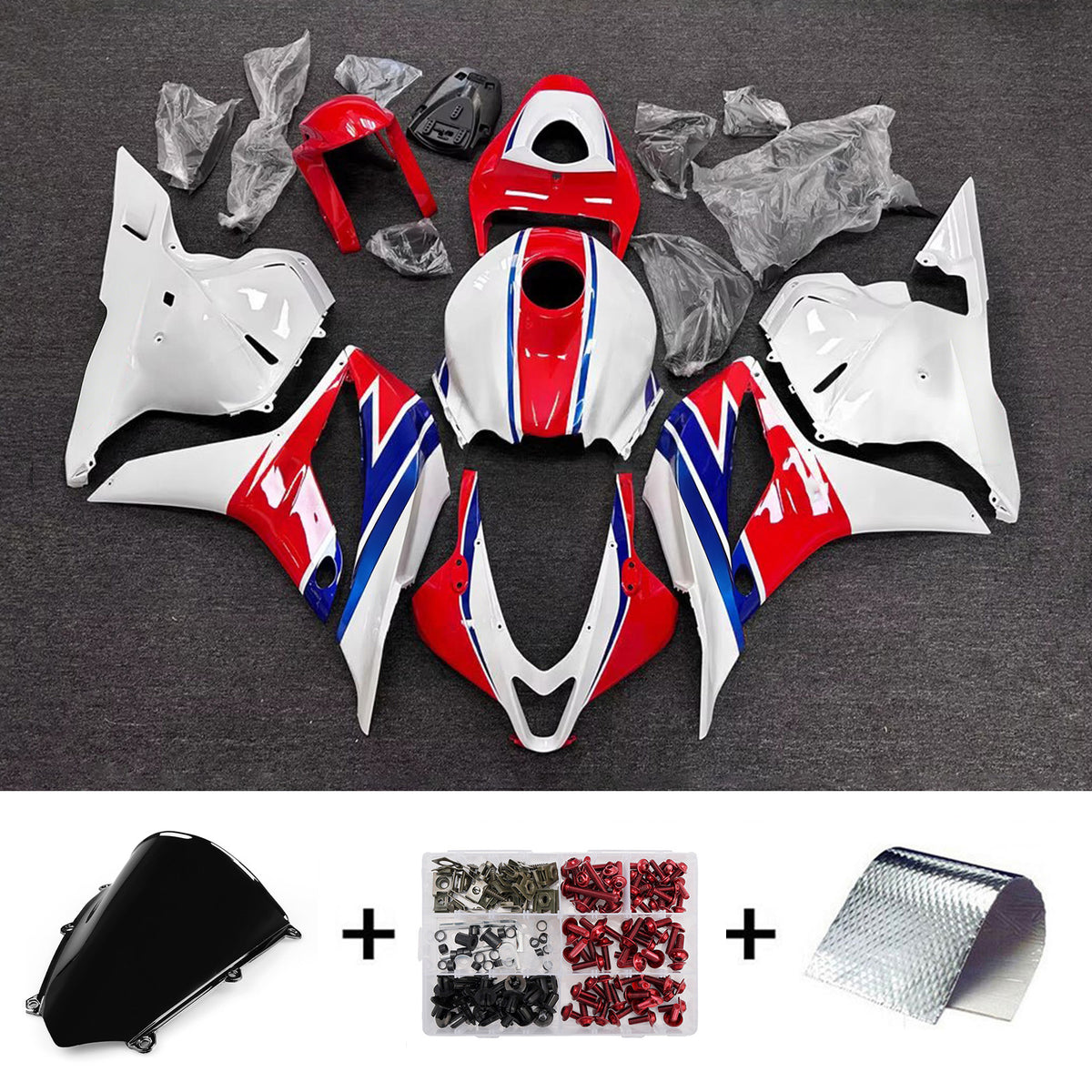 Amotopart 2009-2012 Honda CBR600RR F5 White Red Fairing Kit