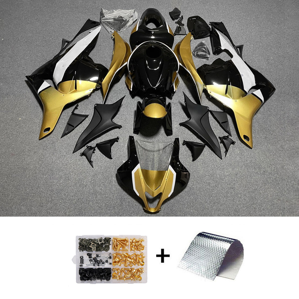 Amotopart 2009-2012 Honda CBR600RR F5 zwart goud kuipset
