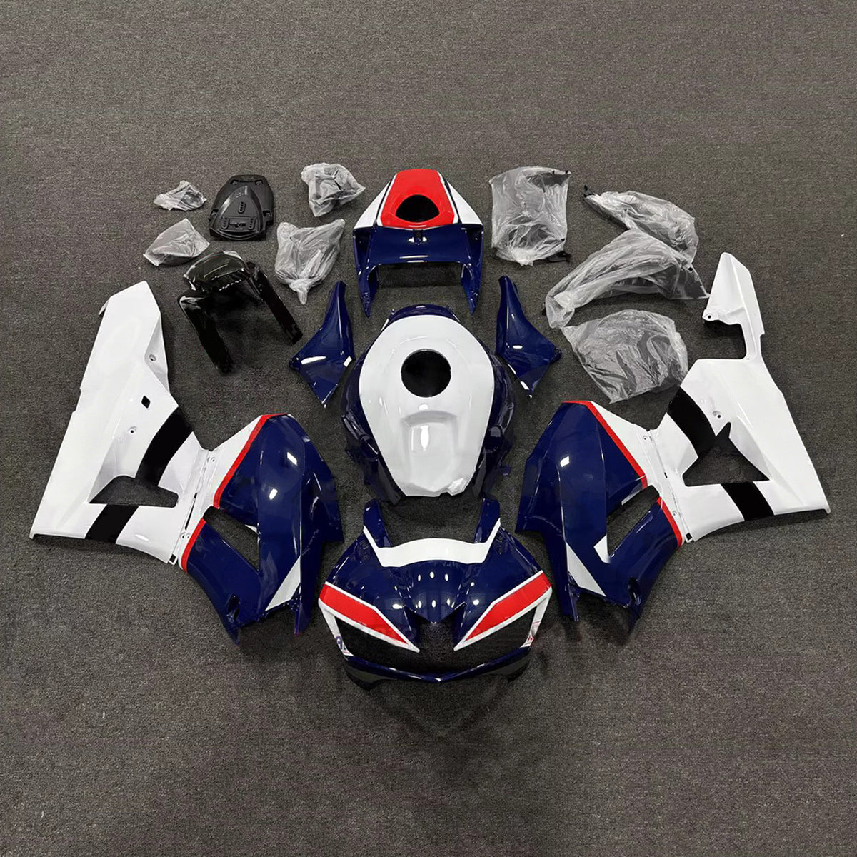 Amotopart 2013–2025 Honda CBR600RR F5 Weiß Blau Verkleidungsset