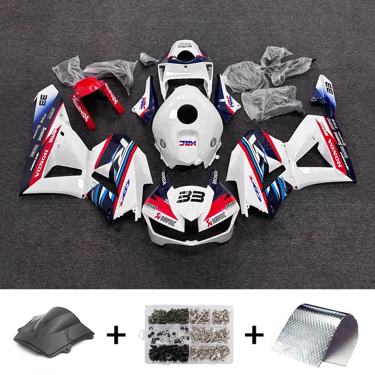 Amotopart 2013-2025 Honda CBR600RR F5 White Fairing Kit
