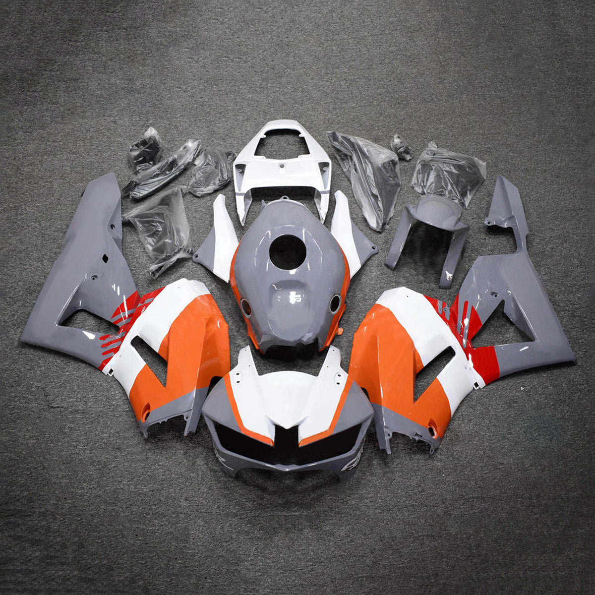 Amotopart 2013–2025 Honda CBR600RR F5 Grau Orange Weiß Verkleidungsset