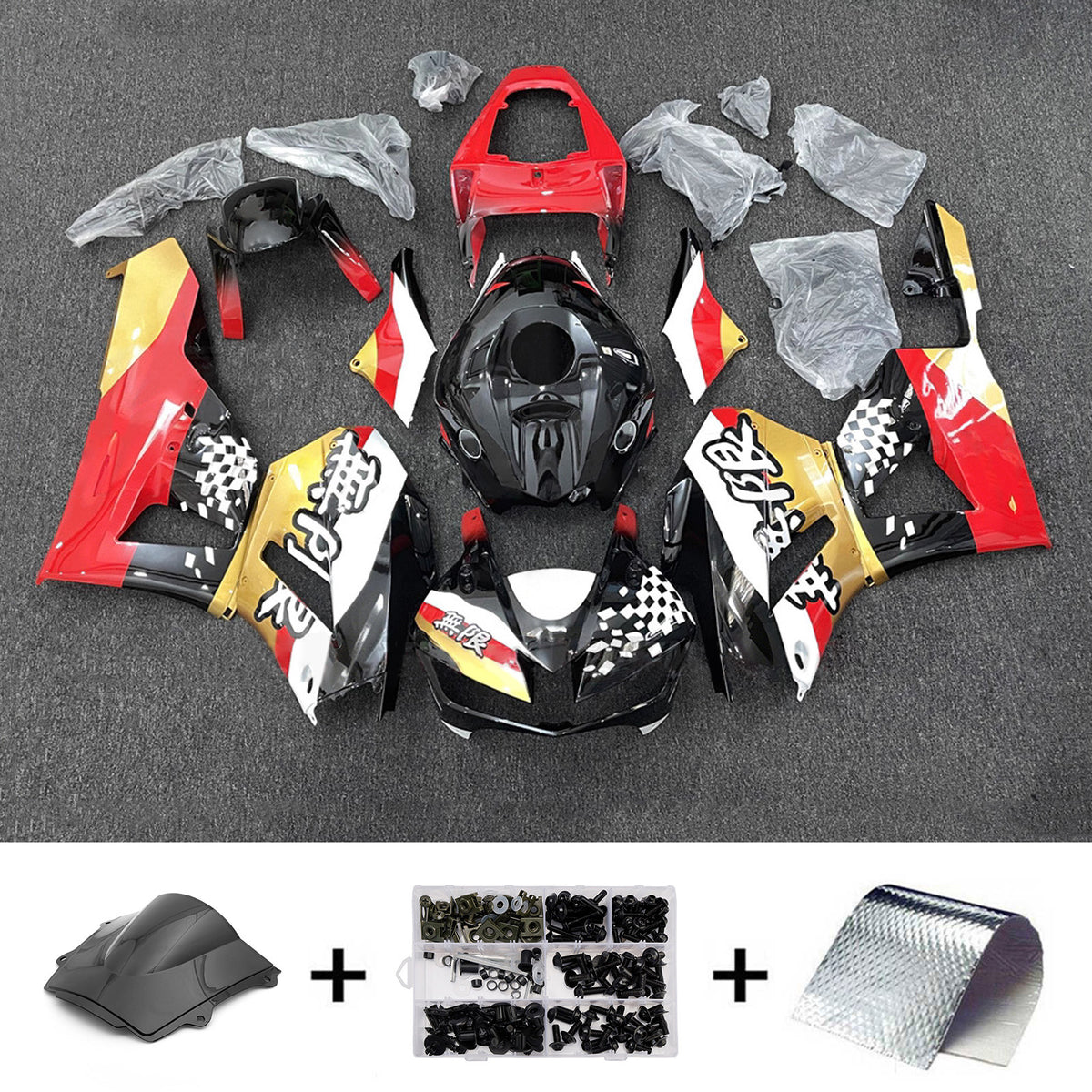Amotopart 2013-2025 Honda CBR600RR F5 Black Red Fairing Kit