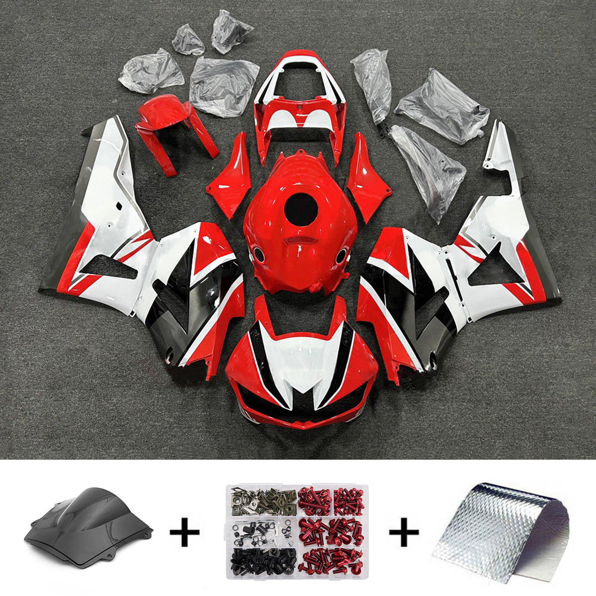 Amotopart 2013-2025 Honda CBR600RR F5 Red White Fairing Kit