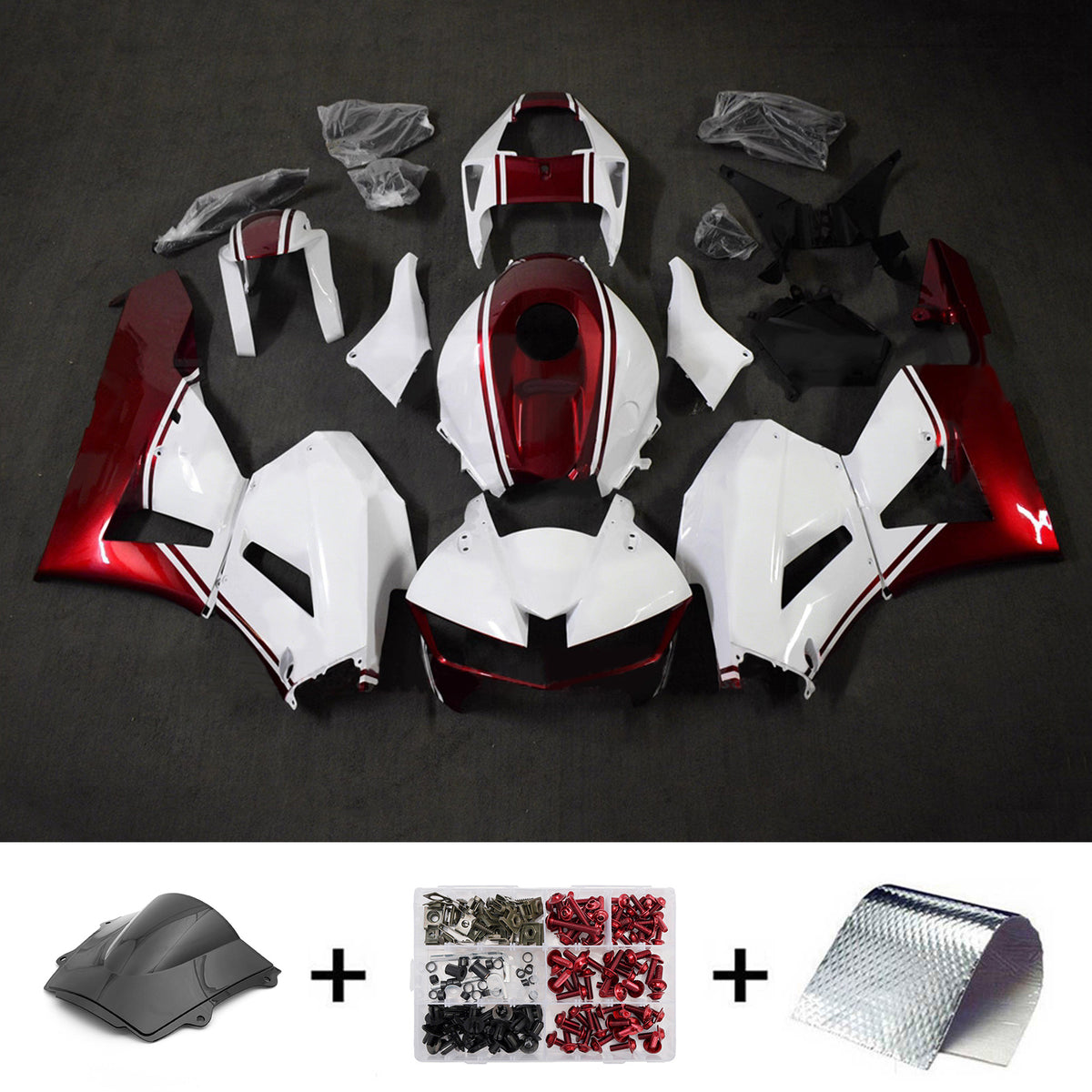 Amotopart 2013-2025 Honda CBR600RR F5 White Red Fairing Kit