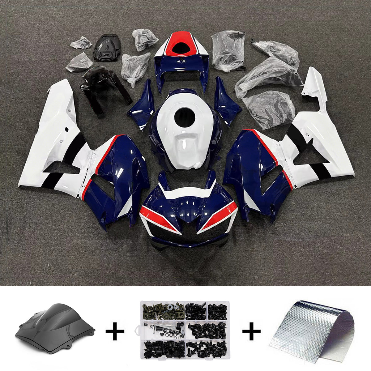 Amotopart 2013-2025 Honda CBR600RR F5 Blue White Fairing Kit