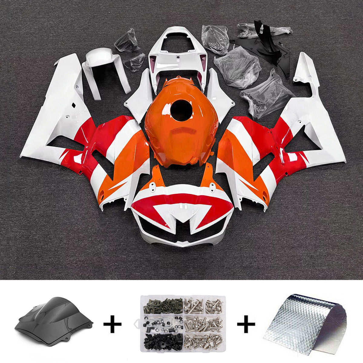 Amotopart 2013-2025 Honda CBR600RR F5 Orange Red White Fairing Kit