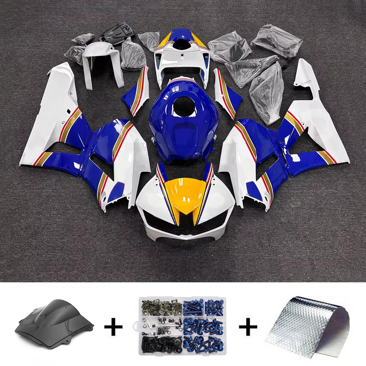 Amotopart 2013-2025 Honda CBR600RR F5 Blue White Fairing Kit