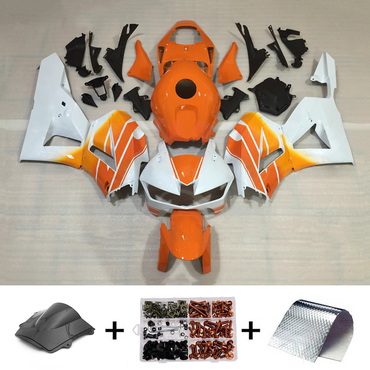 Kit de carenagem Amotopart 2013-2025 Honda CBR600RR F5 laranja branco
